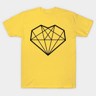 Geometric Black Diamond Heart T-Shirt